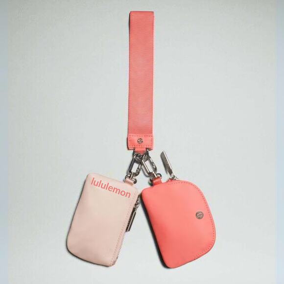 lululemon athletica Handbags - NWT Lululemon Dual Pouch Wristlet Wallet Keychain - Peach Orange Pink Silver